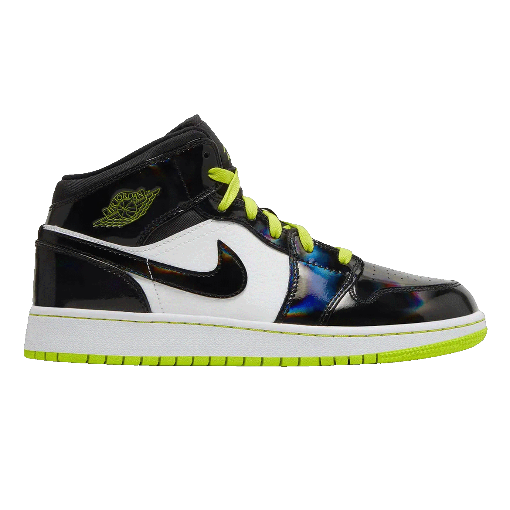 Nike Air Jordan 1 Mid Black Cyber Mystic Green (GS)