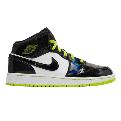 Nike Air Jordan 1 Mid Black Cyber Mystic Green (GS)
