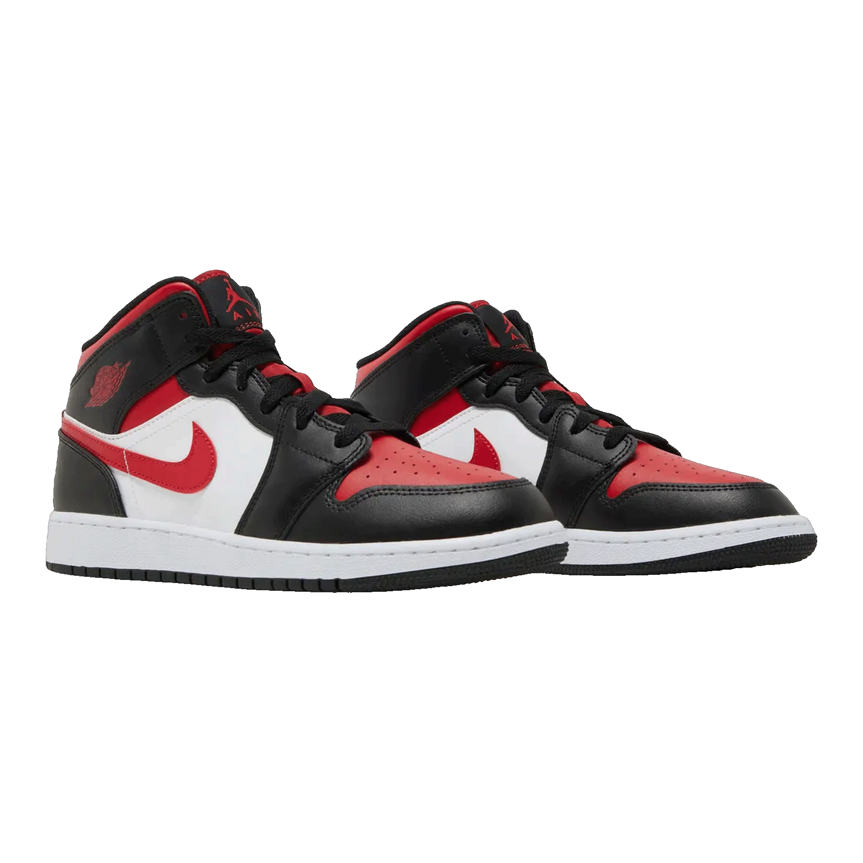 Nike Air Jordan 1 Mid Black Fire Red (GS) Side