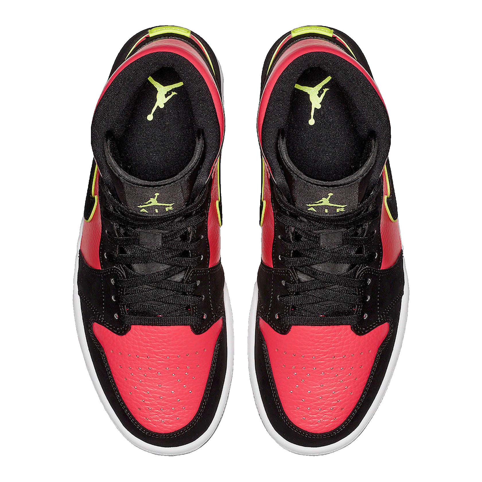 Nike Air Jordan 1 Mid Black Hot Punch (W) Oben