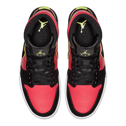 Nike Air Jordan 1 Mid Black Hot Punch (W) Oben