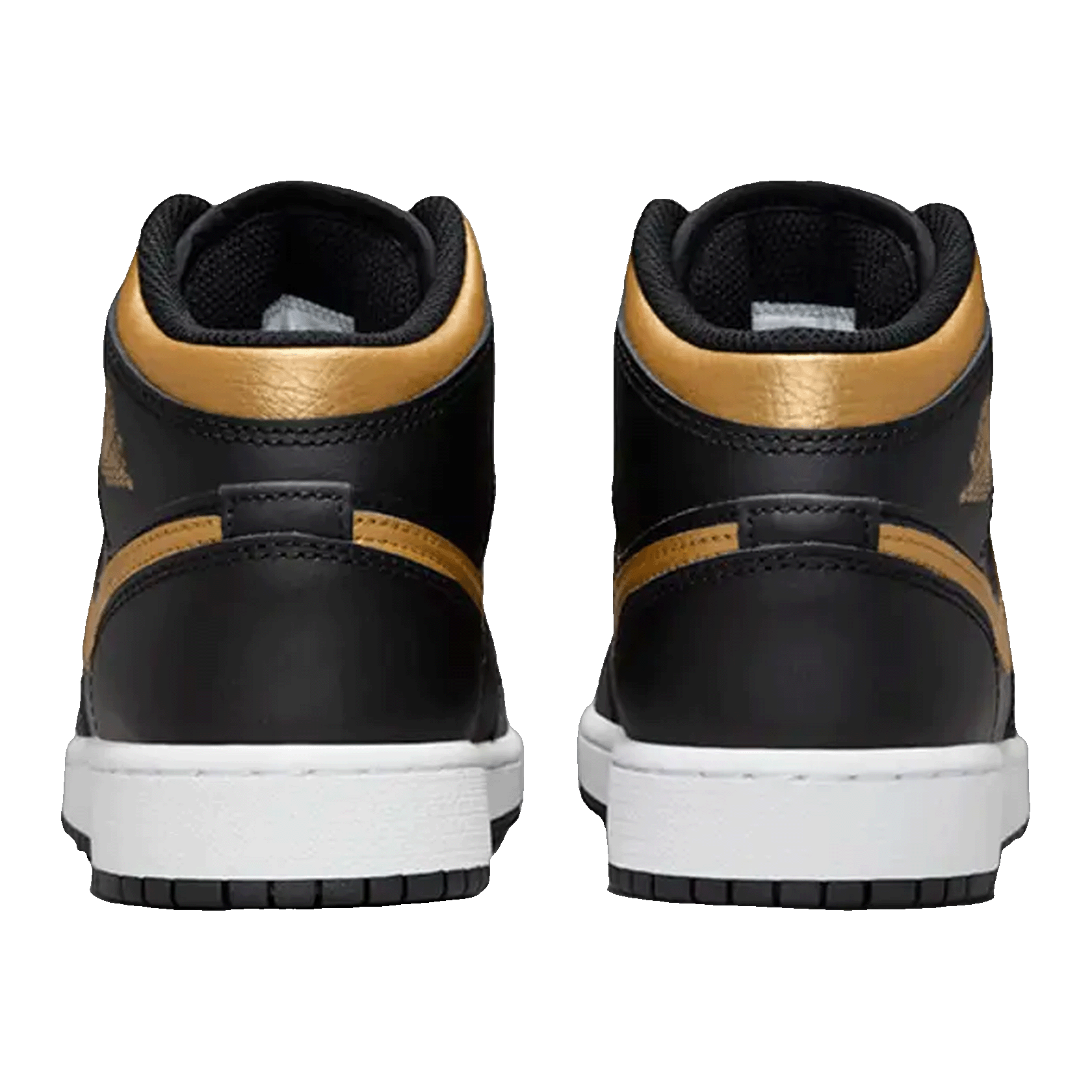 Nike Air Jordan 1 Mid Black Metallic Gold Swoosh (GS) Back
