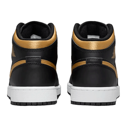 Nike Air Jordan 1 Mid Black Metallic Gold Swoosh (GS) Back