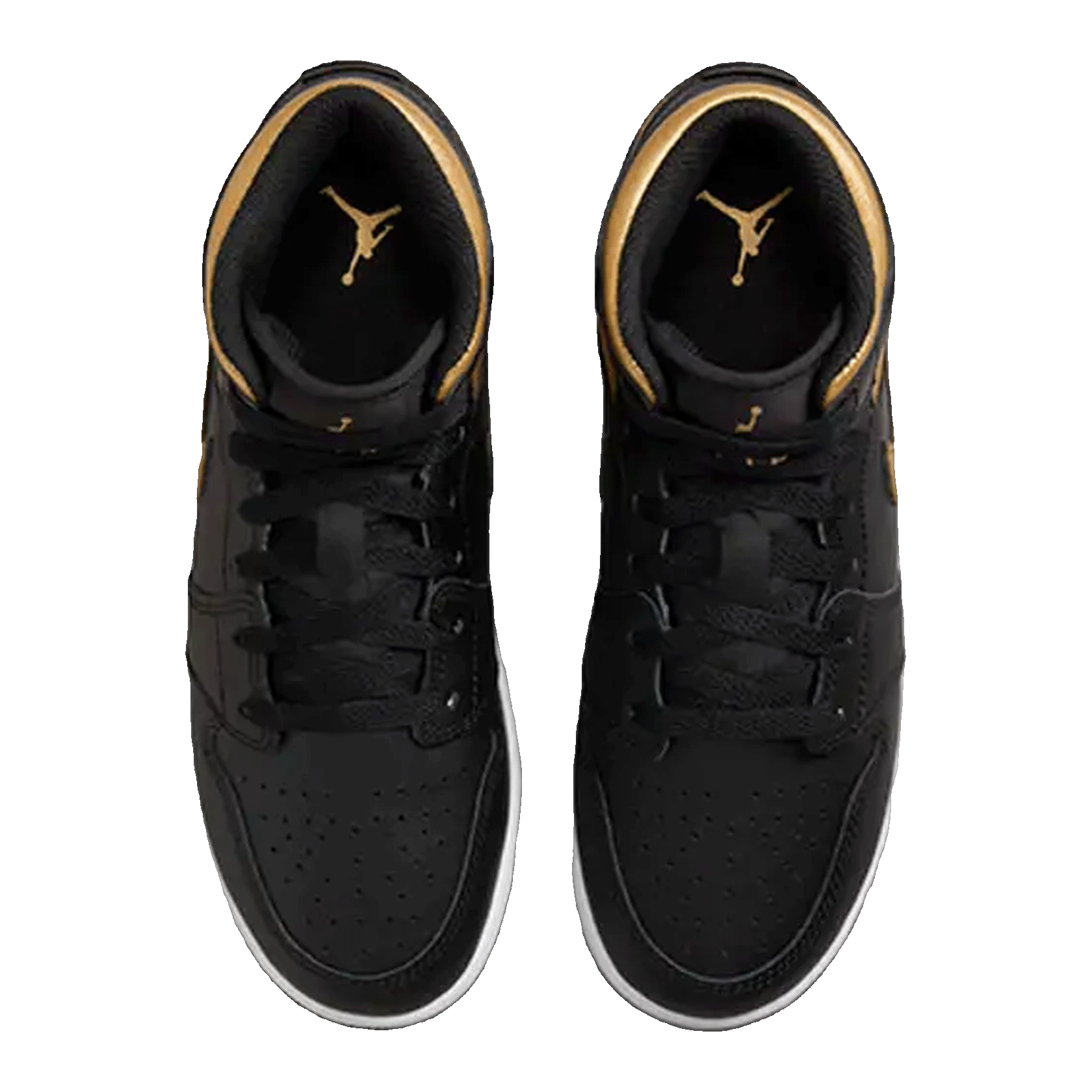 Nike Air Jordan 1 Mid Black Metallic Gold Swoosh (GS) Oben