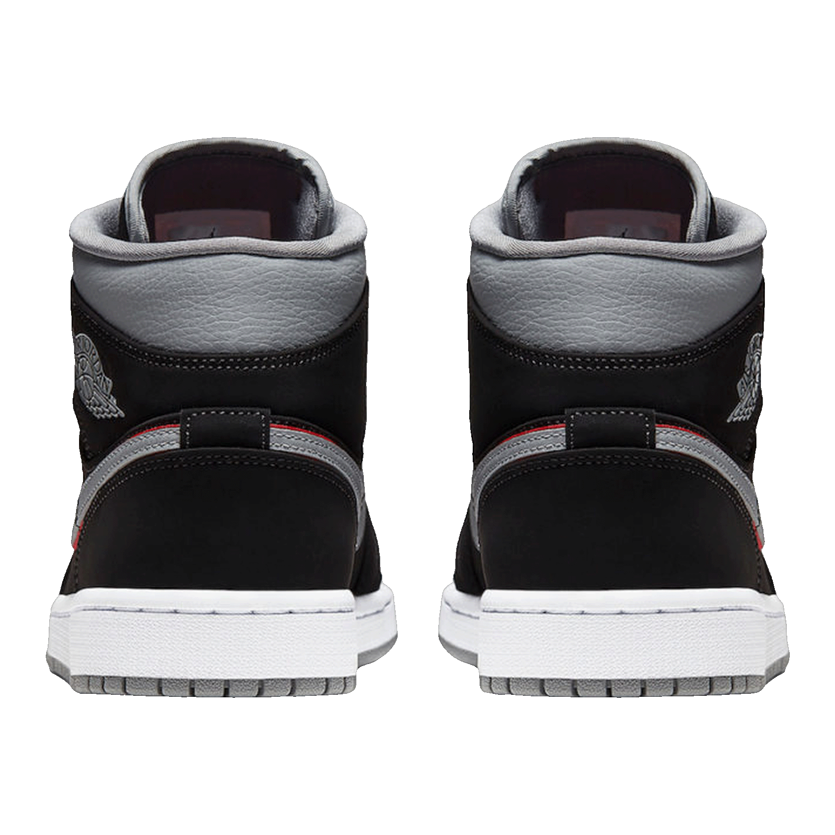 Nike Air Jordan 1 Mid Black Particle Grey Gym Red (GS) Back