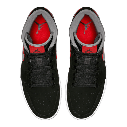 Nike Air Jordan 1 Mid Black Particle Grey Gym Red (GS) Oben