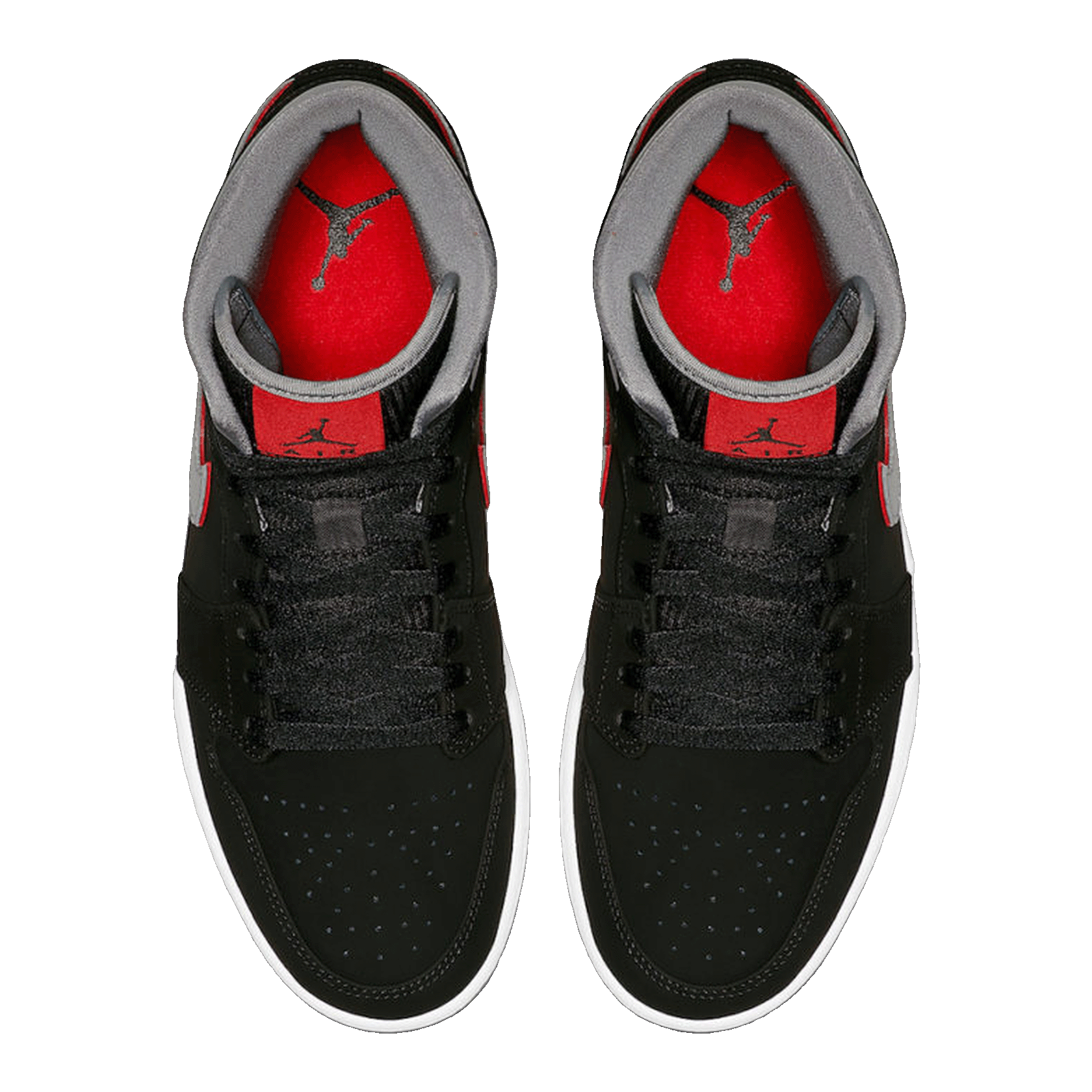 Nike Air Jordan 1 Mid Black Particle Grey Gym Red Oben