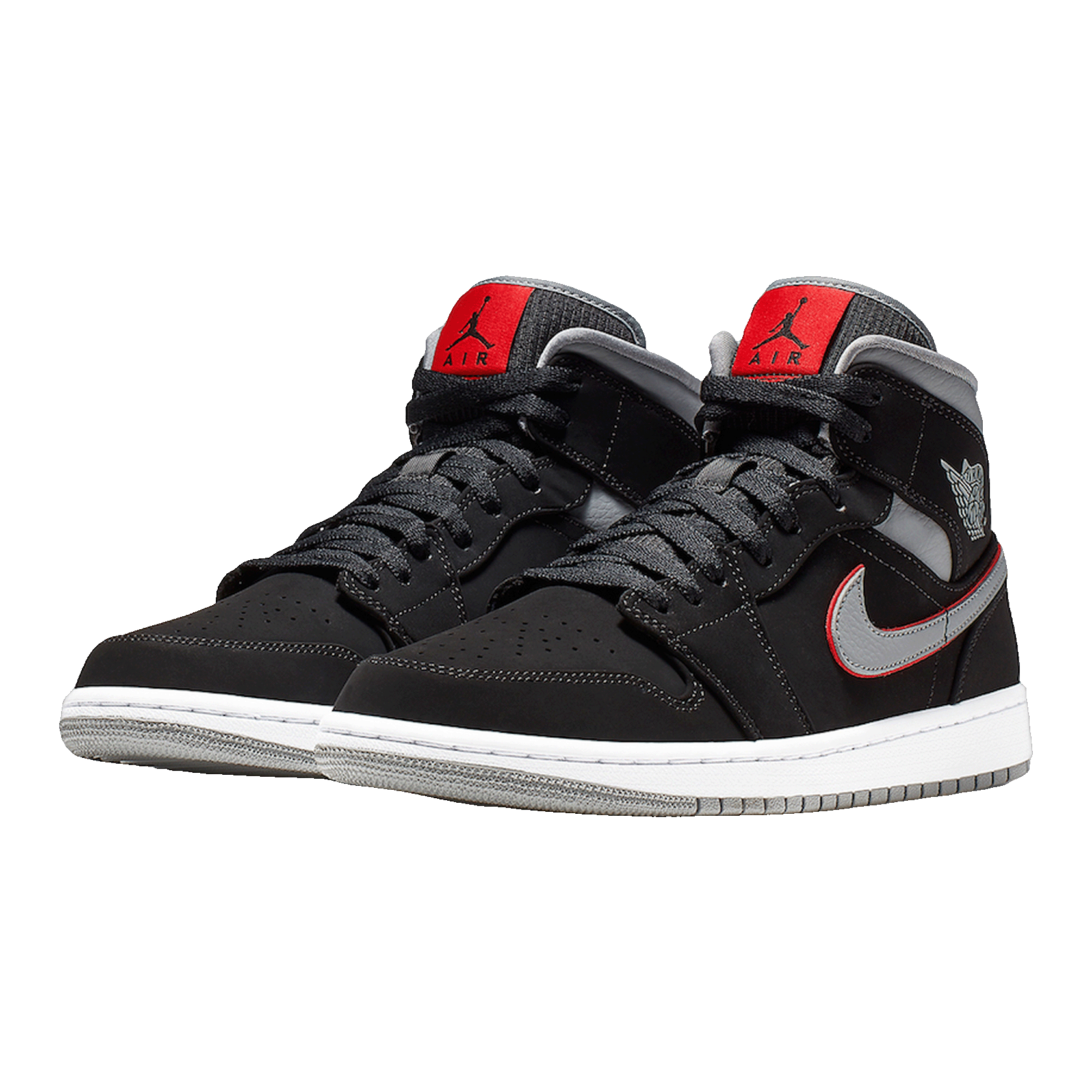 Nike Air Jordan 1 Mid Black Particle Grey Gym Red Side