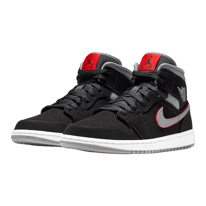 Nike Air Jordan 1 Mid Black Particle Grey Gym Red Side