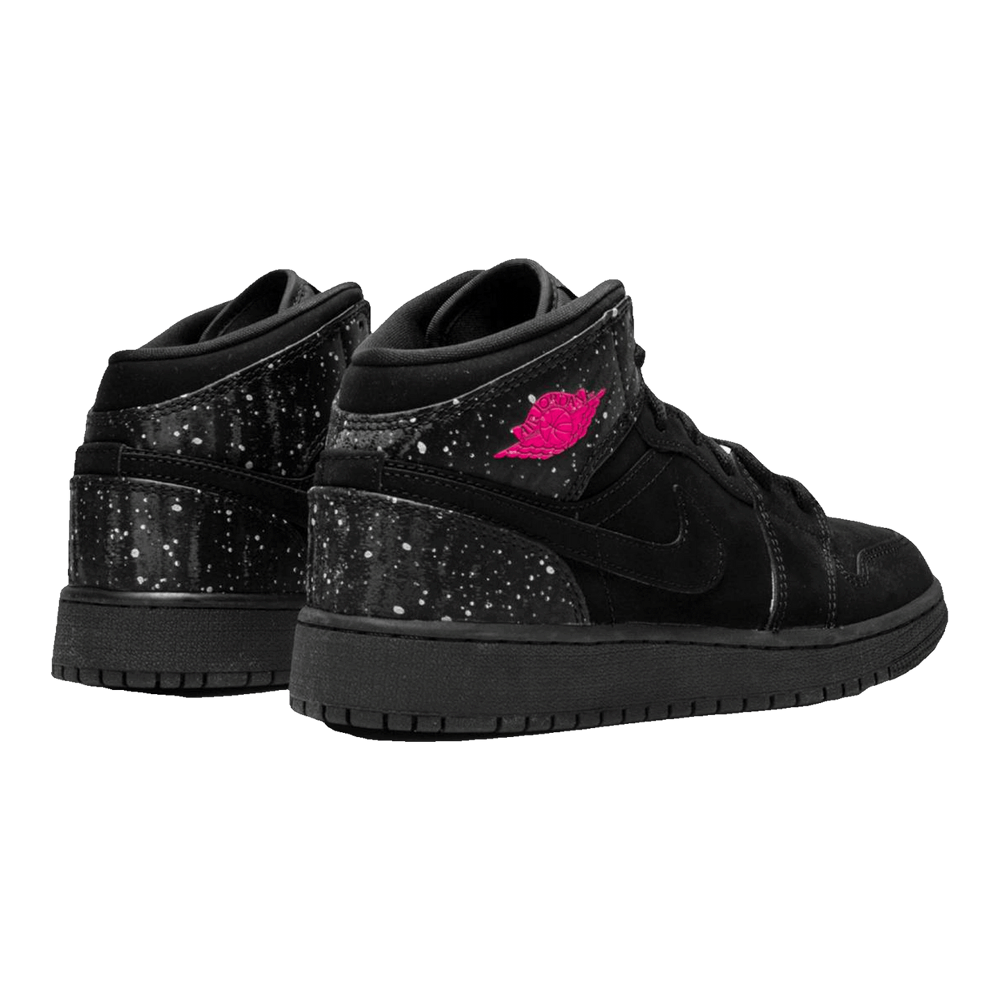 Nike Air Jordan 1 Mid Black Rush Pink White Splatter (GS) Back