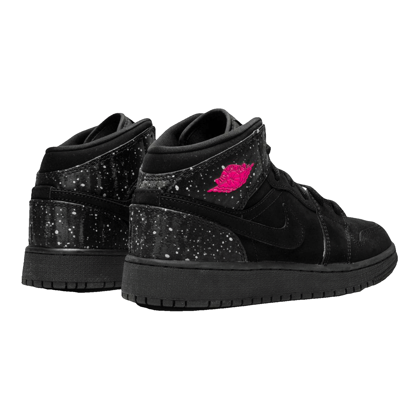 Nike Air Jordan 1 Mid Black Rush Pink White Splatter (GS) Back