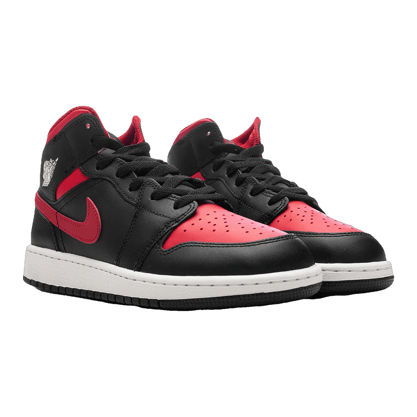 Nike Air Jordan 1 Mid Black Summit White Varsity Red (GS) Side