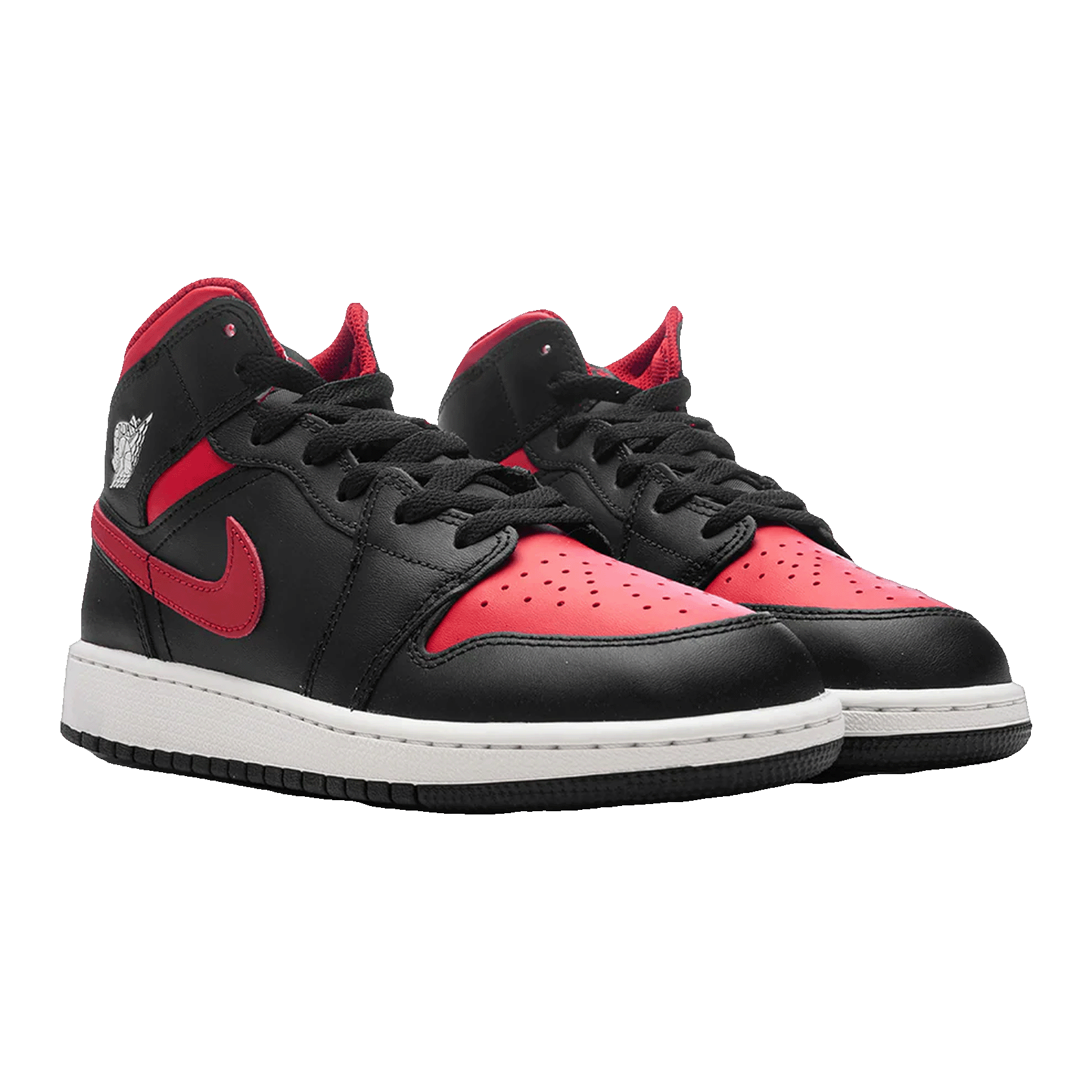 Nike Air Jordan 1 Mid Black Summit White Varsity Red (GS) Side