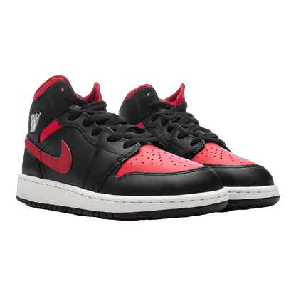 Nike Air Jordan 1 Mid Black Summit White Varsity Red (GS) Side