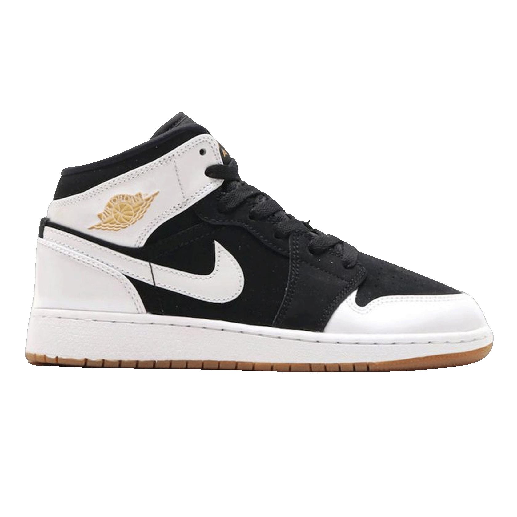 Nike Air Jordan 1 Mid Black White Gold (GS)