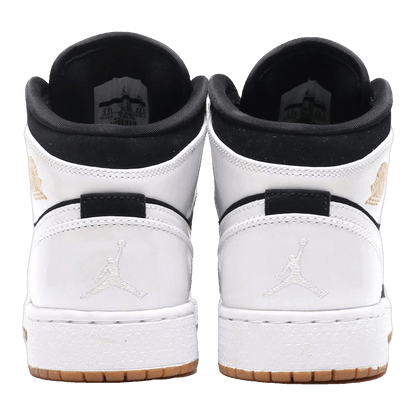 Nike Air Jordan 1 Mid Black White Gold (GS) Back