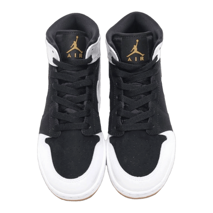 Nike Air Jordan 1 Mid Black White Gold (GS) Oben