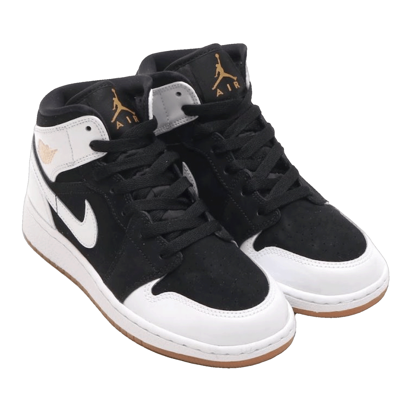 Nike Air Jordan 1 Mid Black White Gold (GS) Side