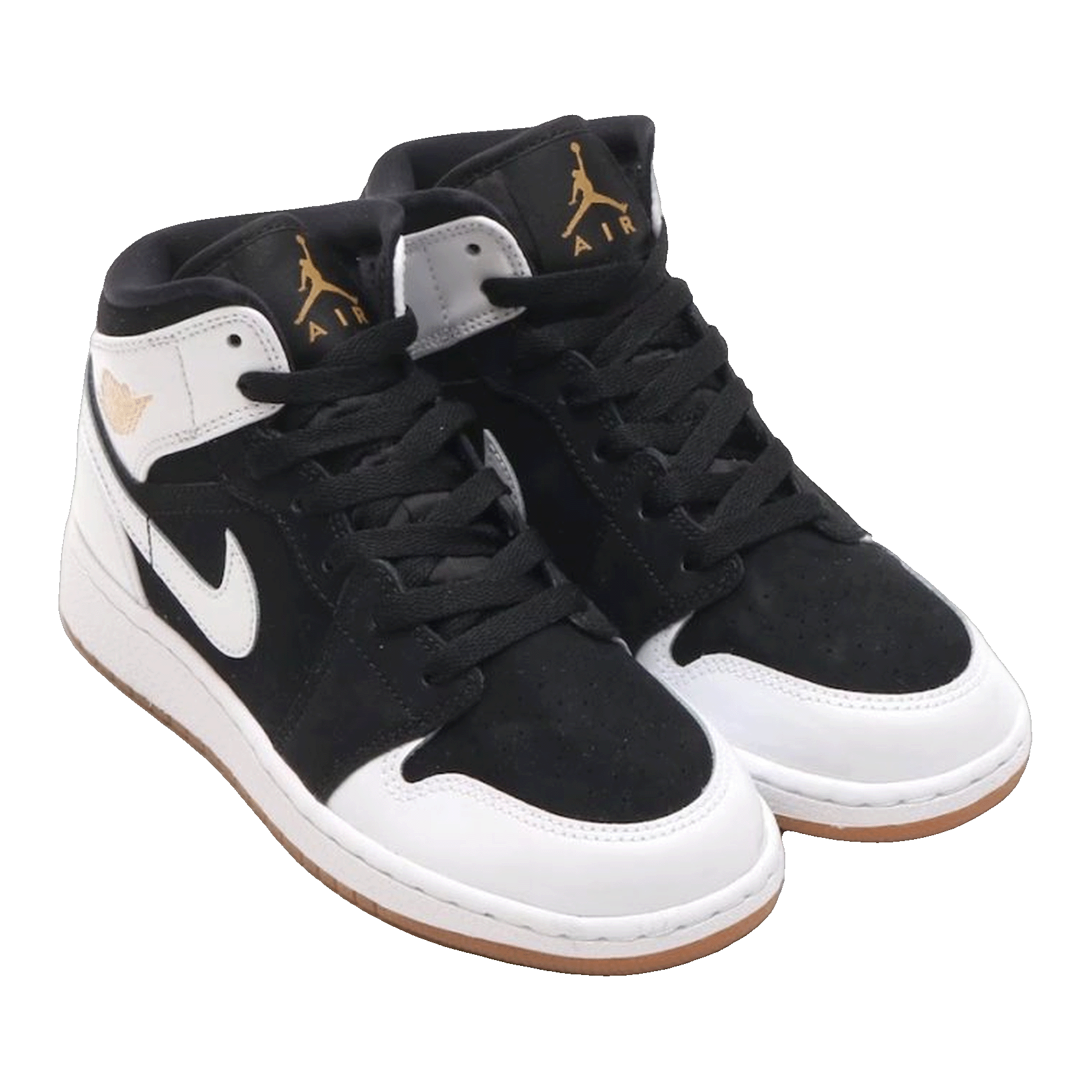 Nike Air Jordan 1 Mid Black White Gold (GS) Side