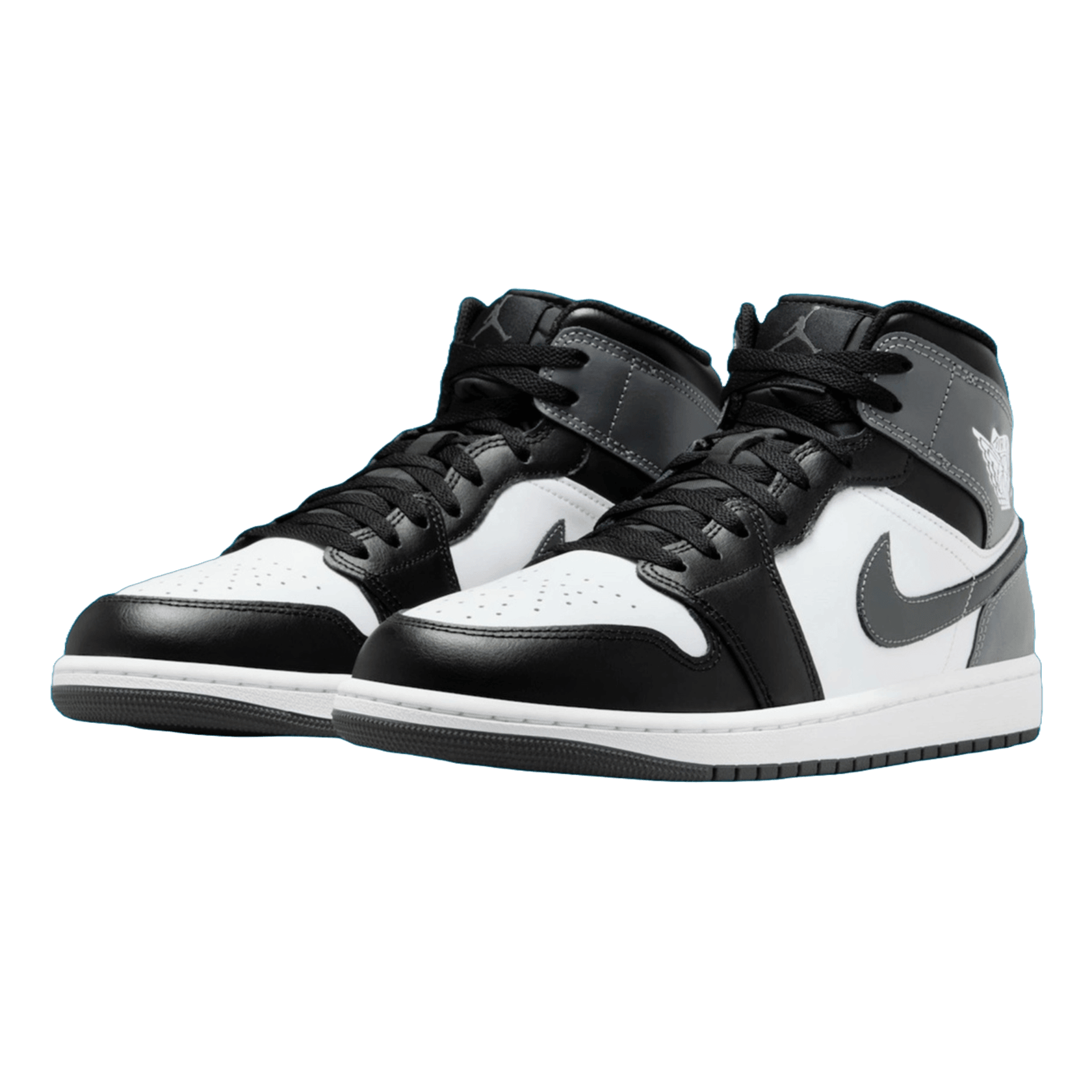 Nike Air Jordan 1 Mid Black White Iron Grey Forty Four Sneaker