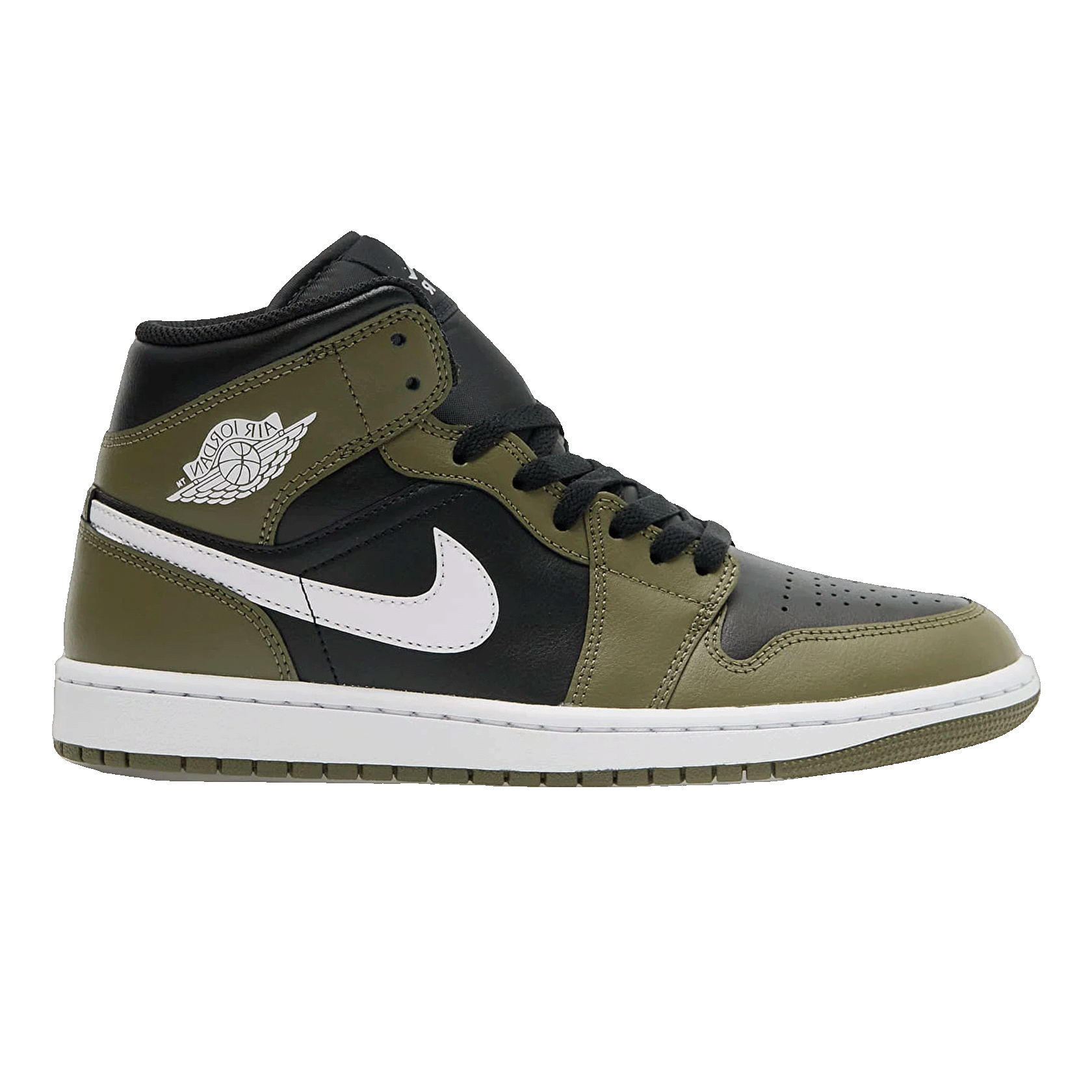Nike Air Jordan 1 Mid Black White Olive