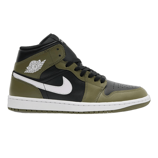 Nike Air Jordan 1 Mid Black White Olive