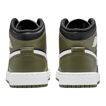 Nike Air Jordan 1 Mid Black White Olive (GS) Back