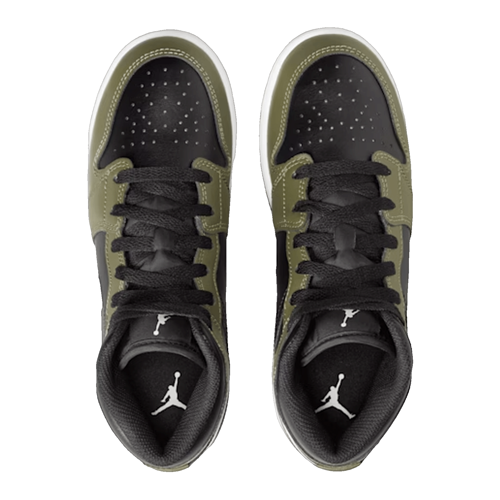 Nike Air Jordan 1 Mid Black White Olive (GS) Oben