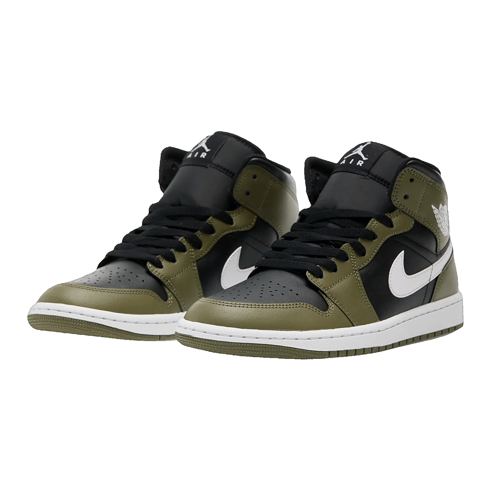 Nike Air Jordan 1 Mid Black White Olive Side