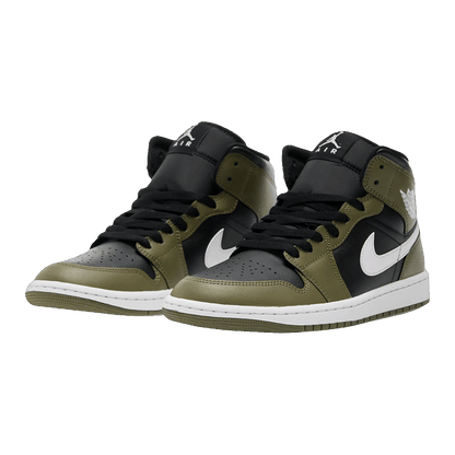 Nike Air Jordan 1 Mid Black White Olive Side