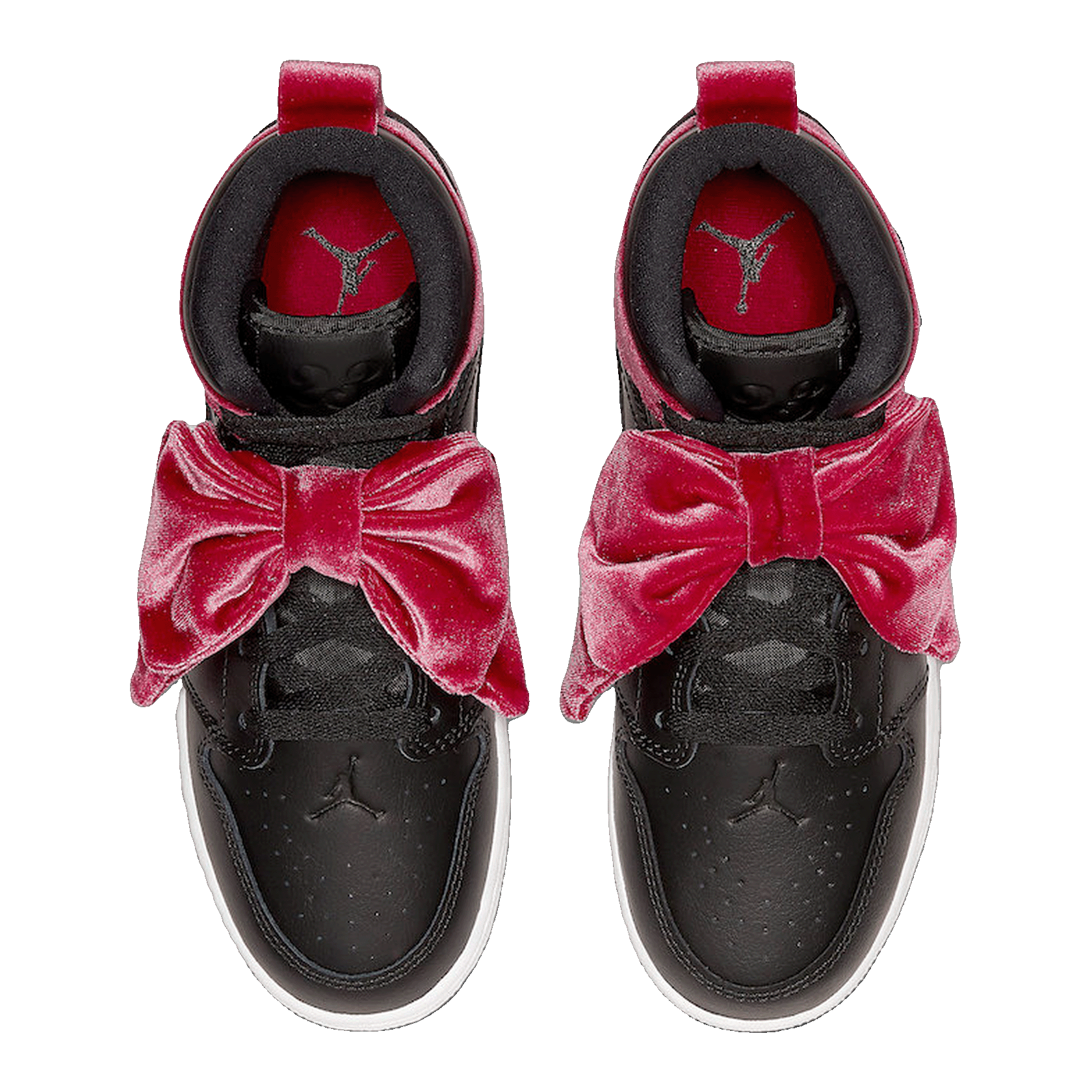 Nike Air Jordan 1 Mid Bow Black Noble Red (GS) Oben