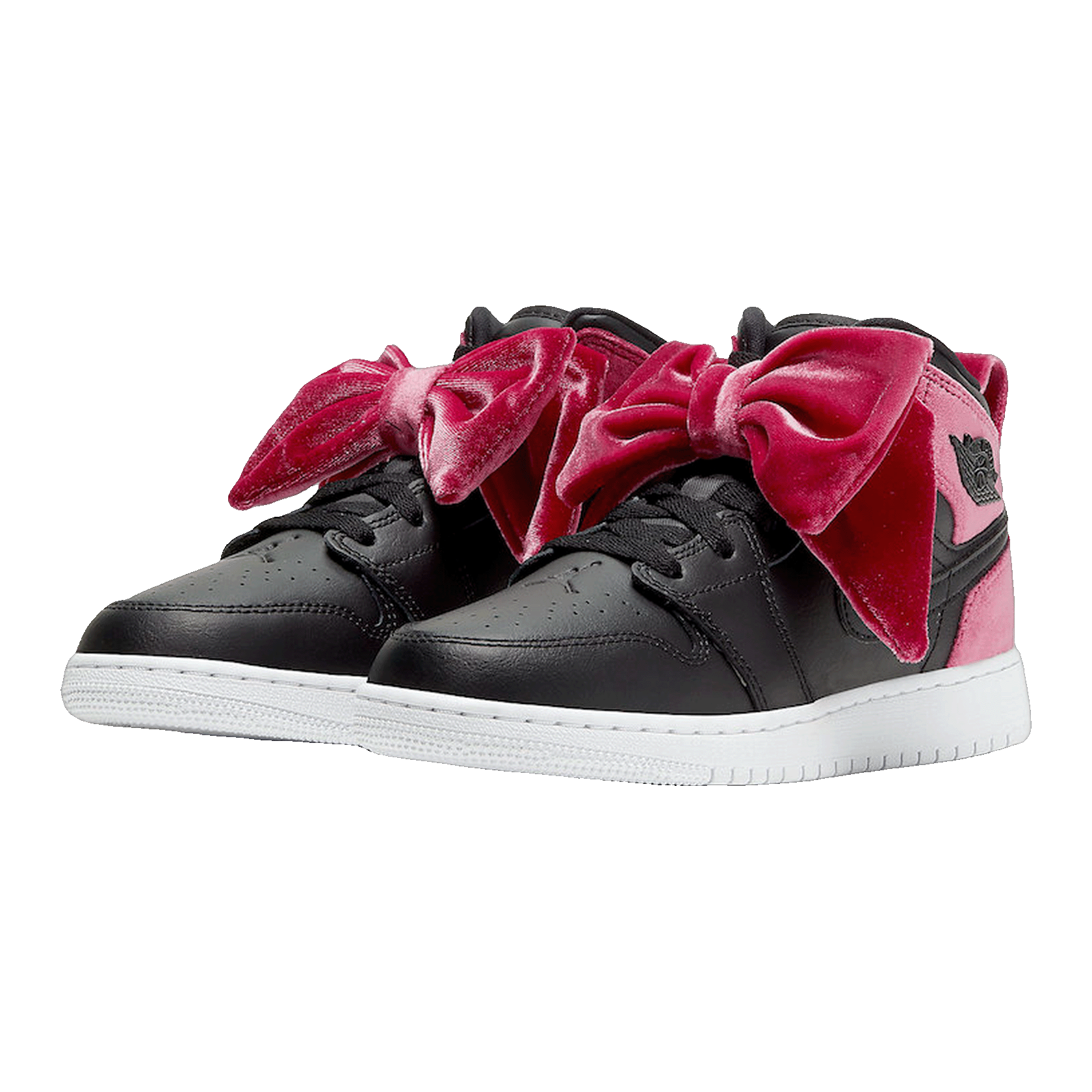 Nike Air Jordan 1 Mid Bow Black Noble Red (GS) Side