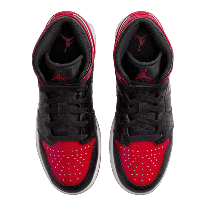 Nike Air Jordan 1 Mid Bred Text (GS) Oben