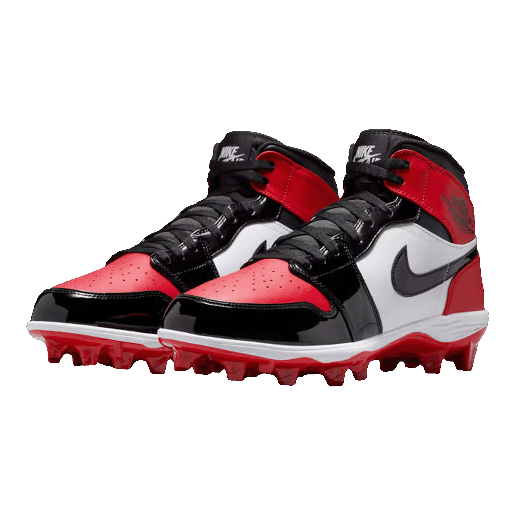 Nike Air Jordan 1 Mid Cleat Patent Bred Toe (GS) Side
