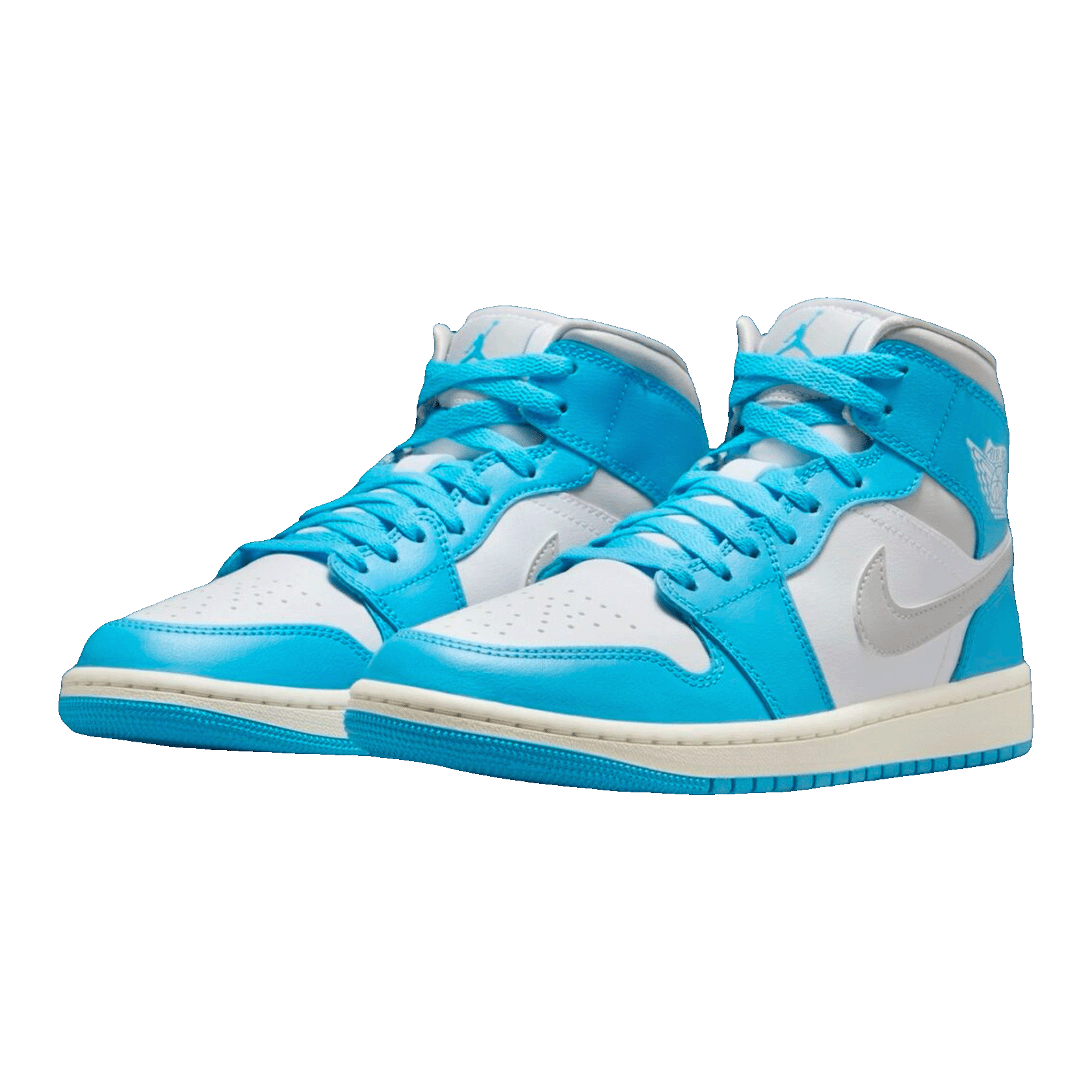 Nike Air Jordan 1 Mid Dark Powder Blue White Sail Neutral Grey (W) Side
