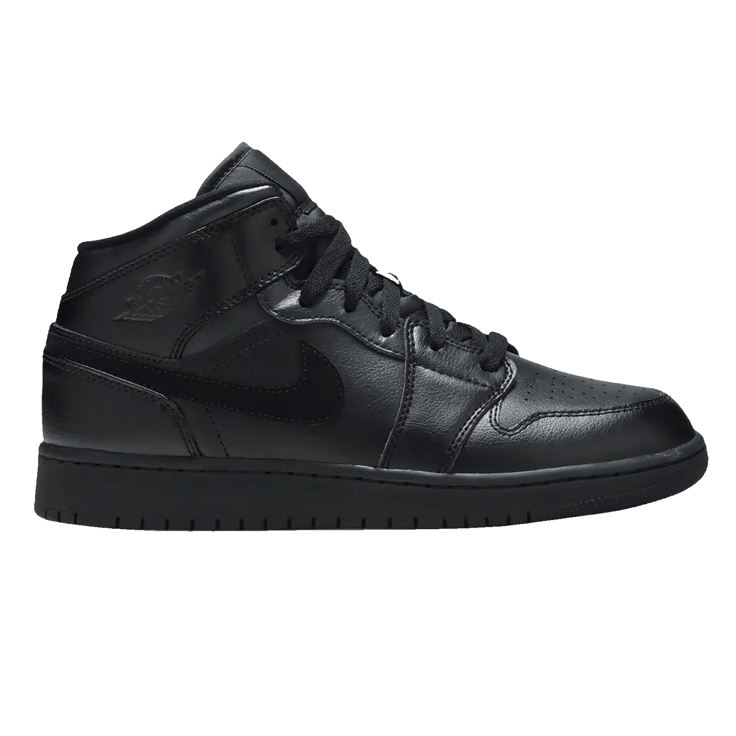 Nike Air Jordan 1 Mid Deep Black Nubuck Swoosh (GS)