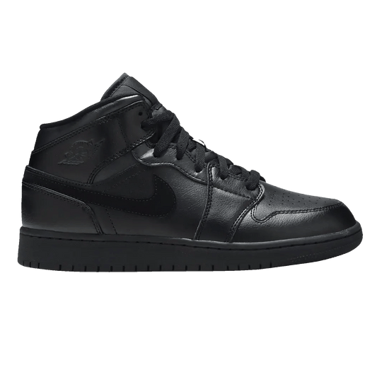 Nike Air Jordan 1 Mid Deep Black Nubuck Swoosh (GS)