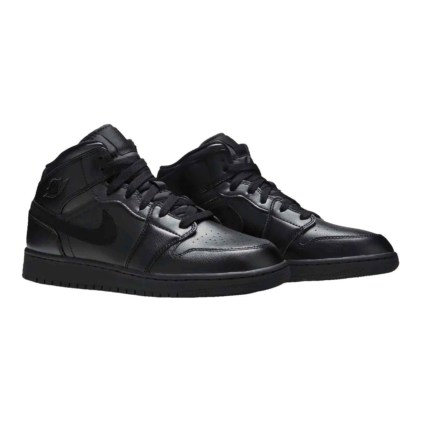 Nike Air Jordan 1 Mid Deep Black Nubuck Swoosh (GS) Side