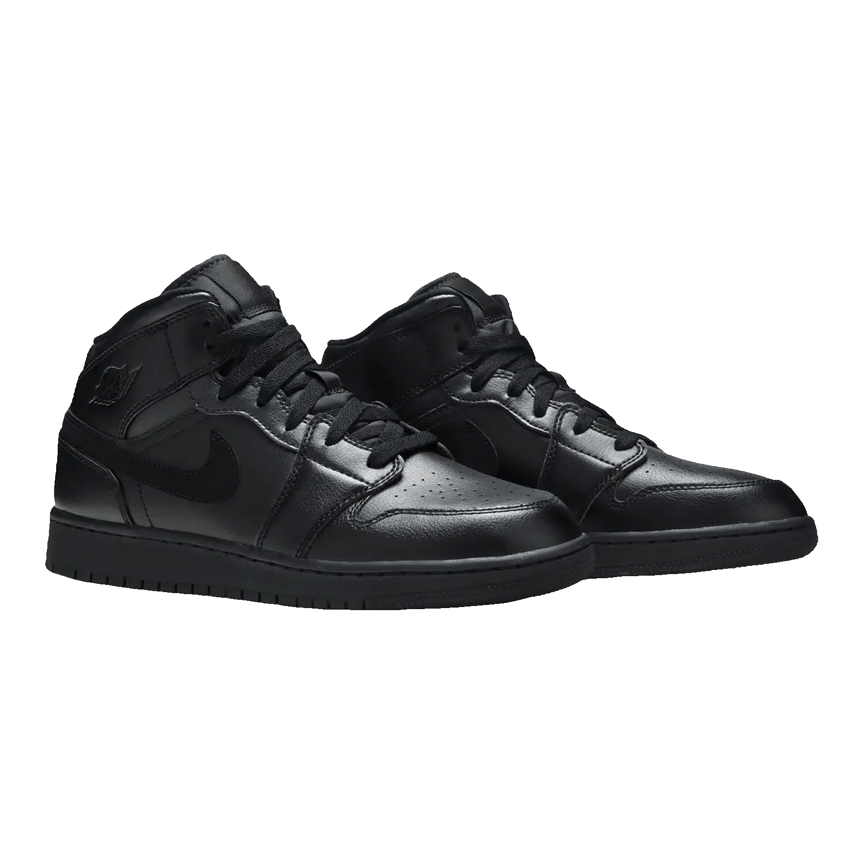 Nike Air Jordan 1 Mid Deep Black Nubuck Swoosh (GS) Side