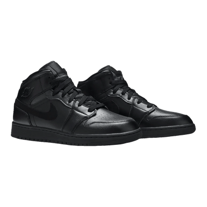 Nike Air Jordan 1 Mid Deep Black Nubuck Swoosh (GS) Side