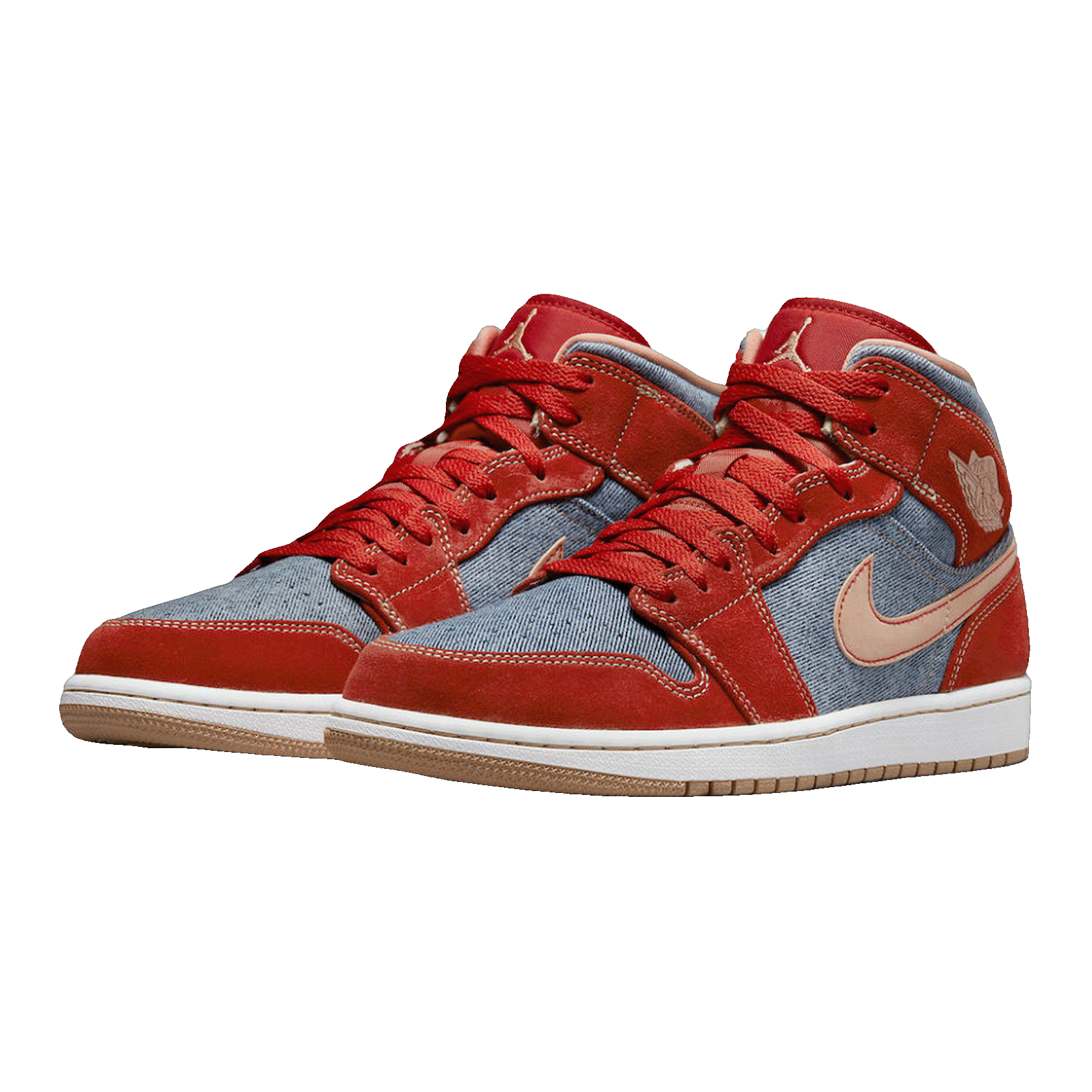 Nike Air Jordan 1 Mid Denim Red (GS) Side
