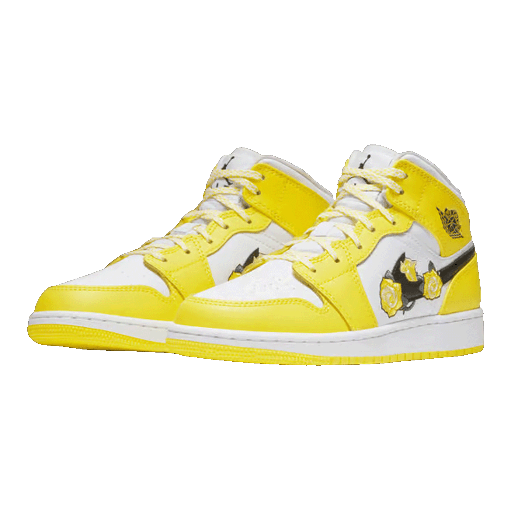 Nike Air Jordan 1 Mid Dynamic Yellow Floral (GS) Side