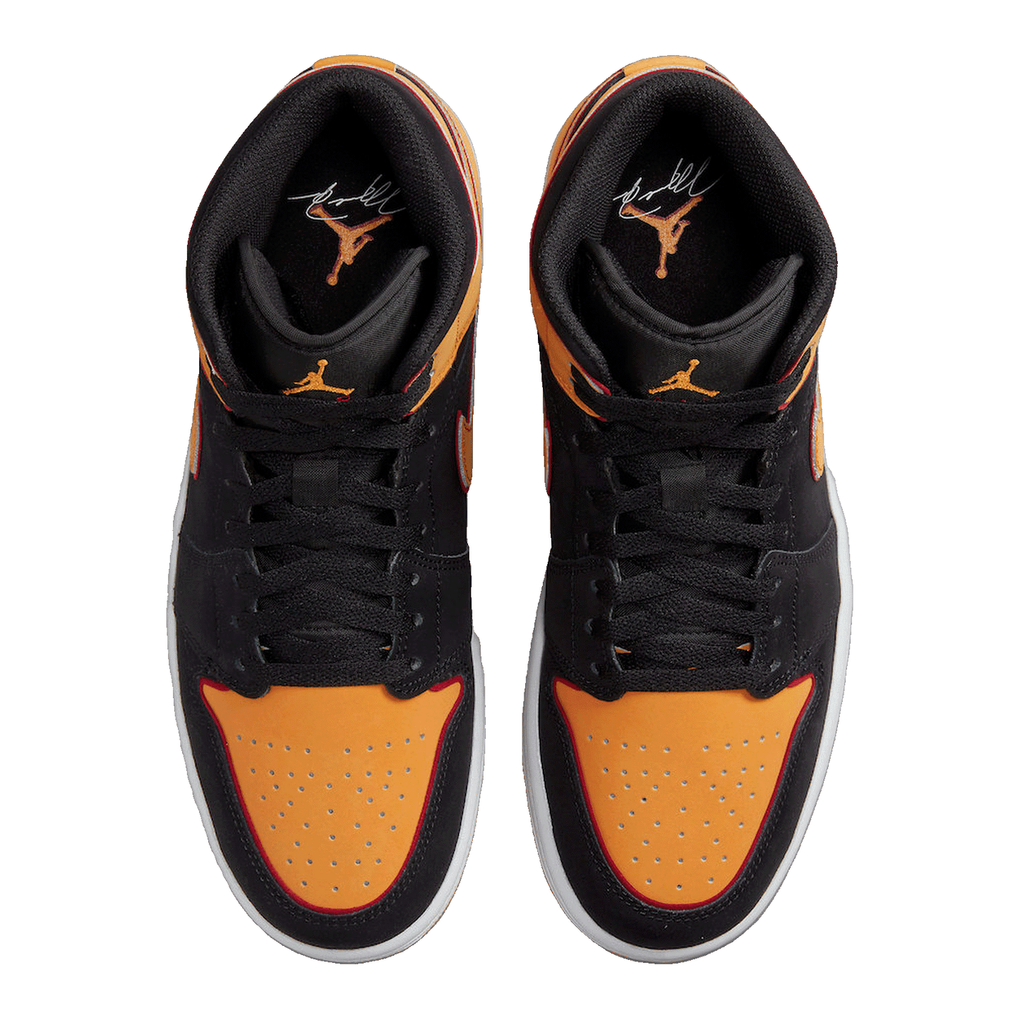 Nike Air Jordan 1 Mid Fat Tongue Black Orange Oben