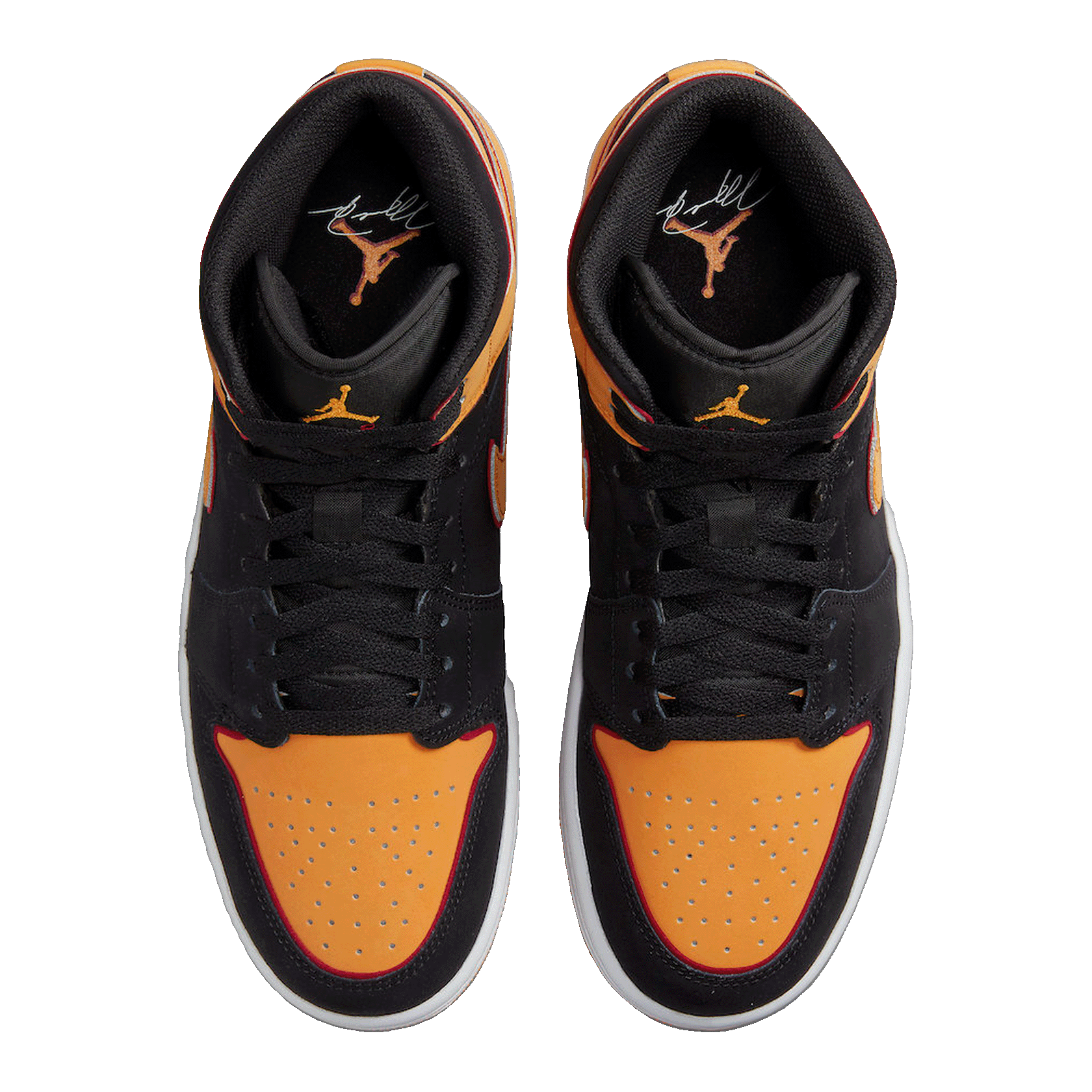 Nike Air Jordan 1 Mid Fat Tongue Black Orange Oben