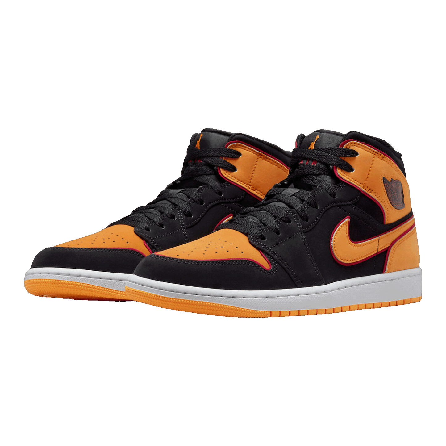 Nike Air Jordan 1 Mid Fat Tongue Black Orange Side