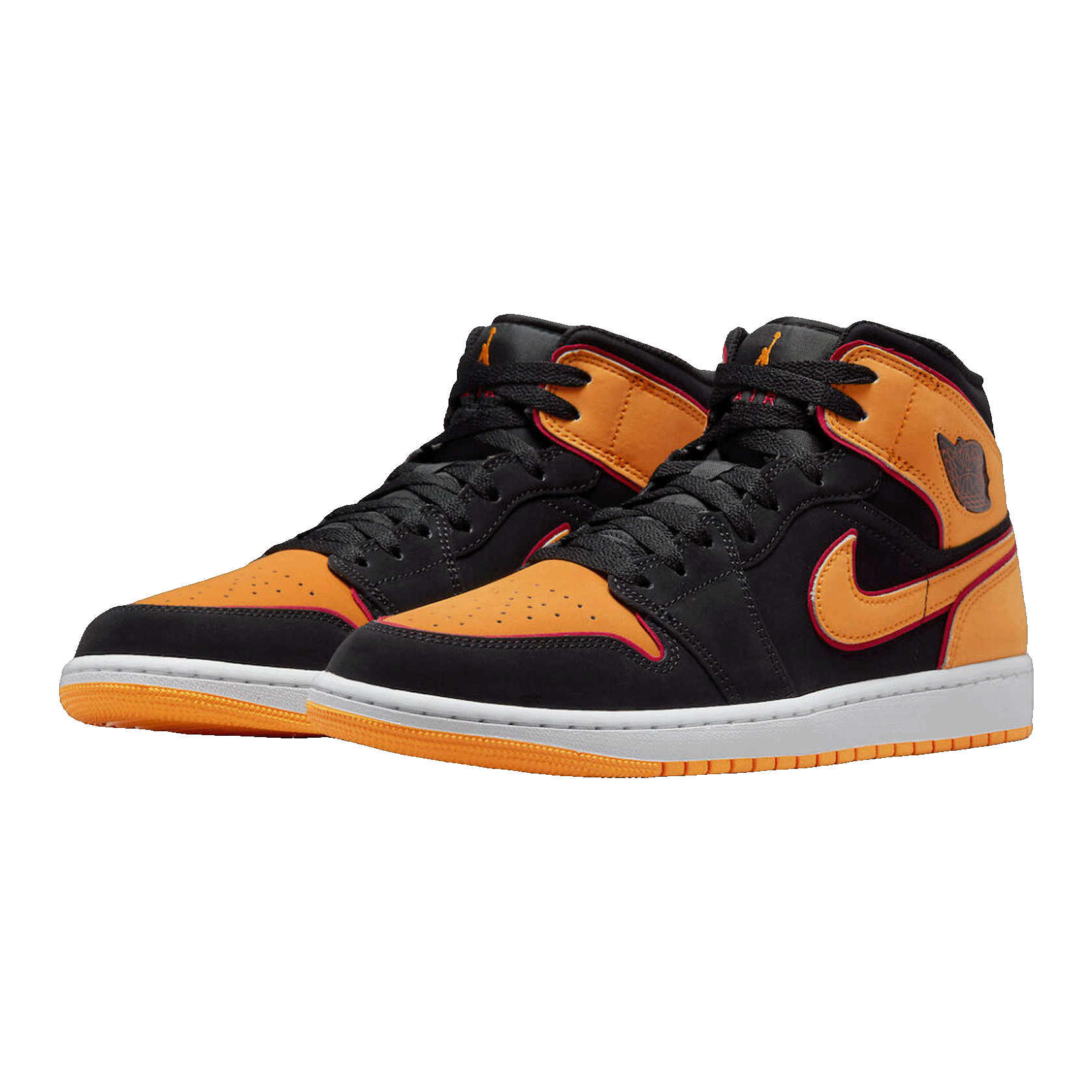 Nike Air Jordan 1 Mid Fat Tongue Black Orange Side
