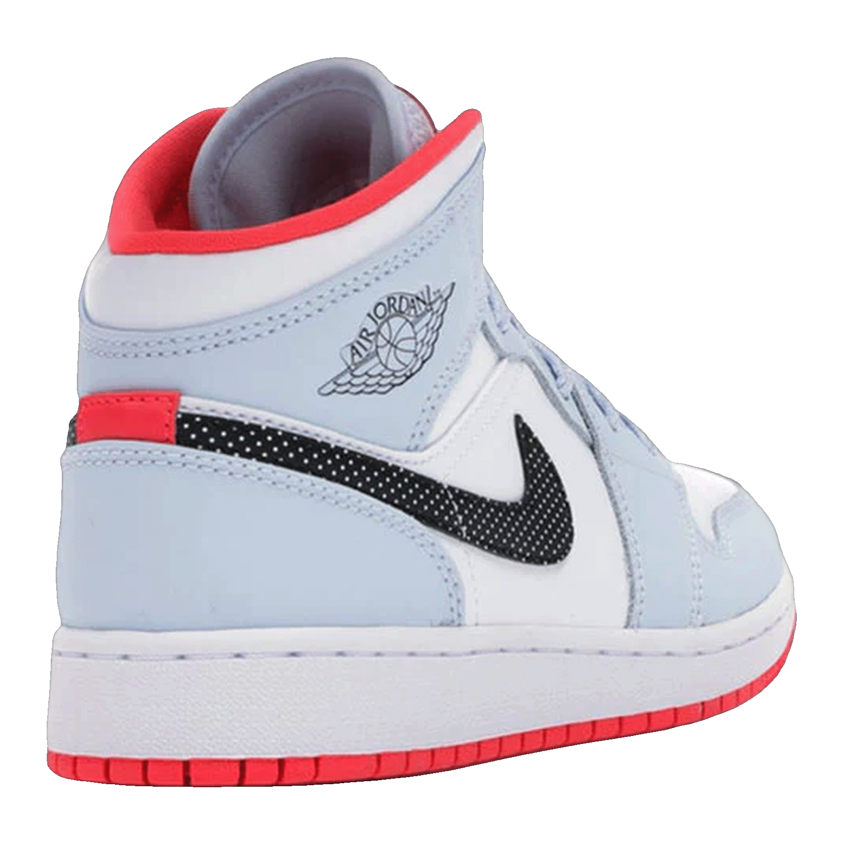 Nike Air Jordan 1 Mid Half Blue Polka Dot Swoosh (GS) Back