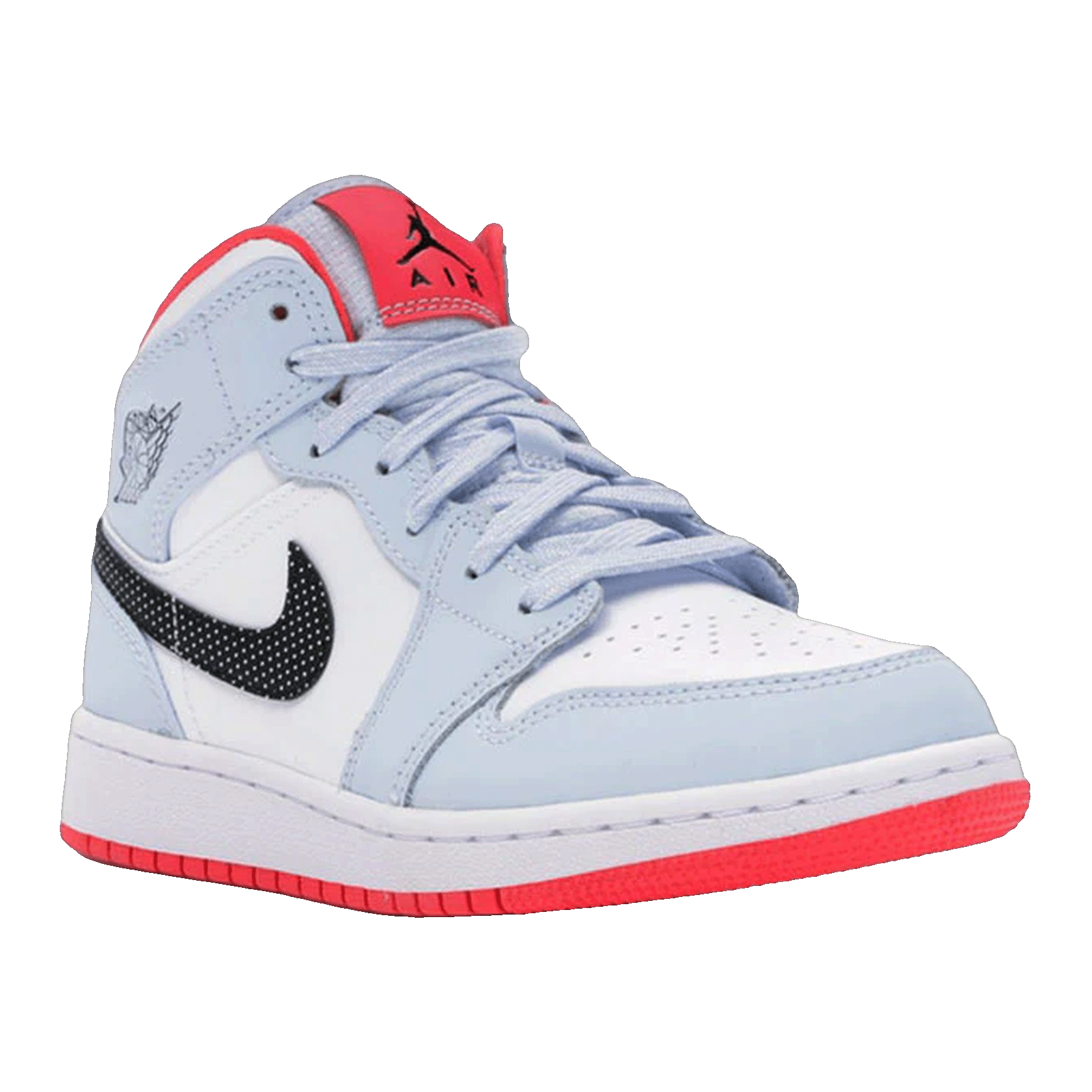 Nike Air Jordan 1 Mid Half Blue Polka Dot Swoosh (GS) Side