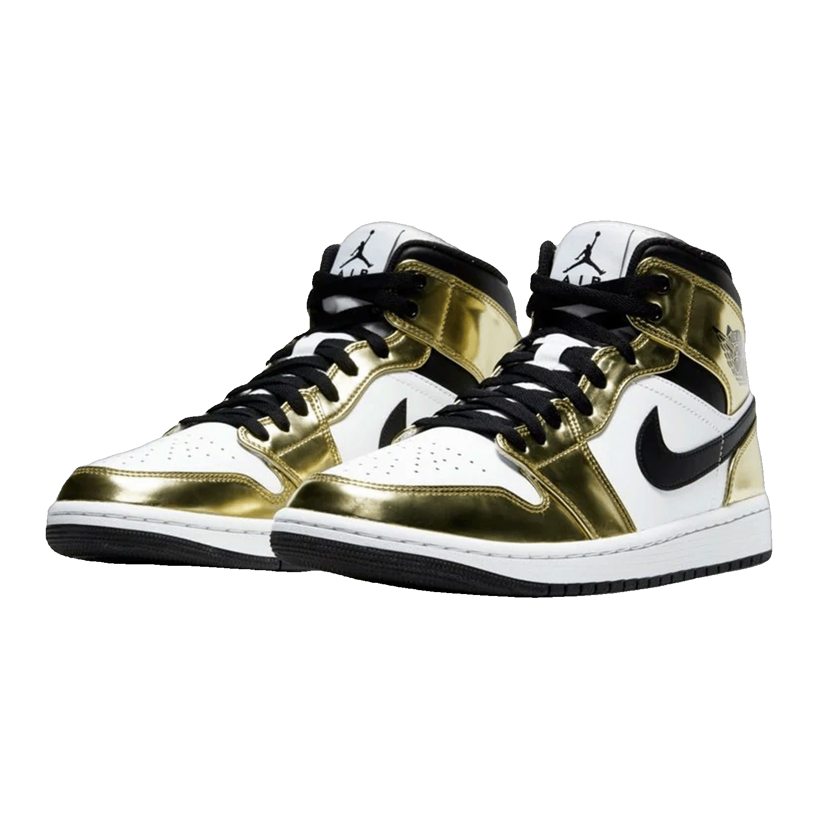 Nike Air Jordan 1 Mid Metallic Gold Black White (GS) Side