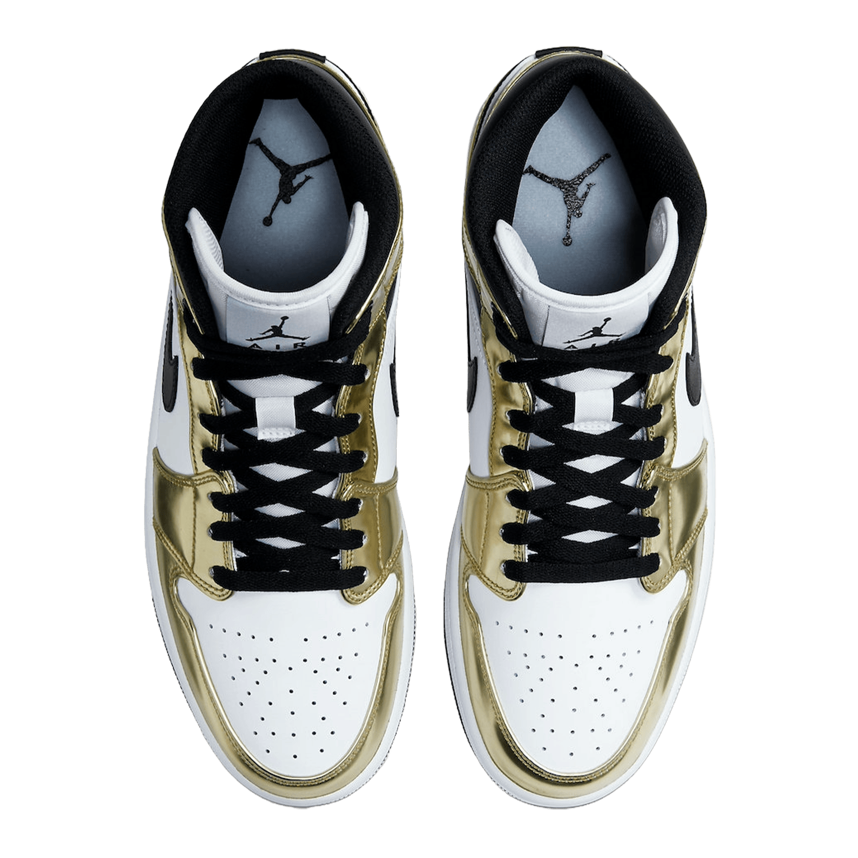 Nike Air Jordan 1 Mid Metallic Gold Black White Oben